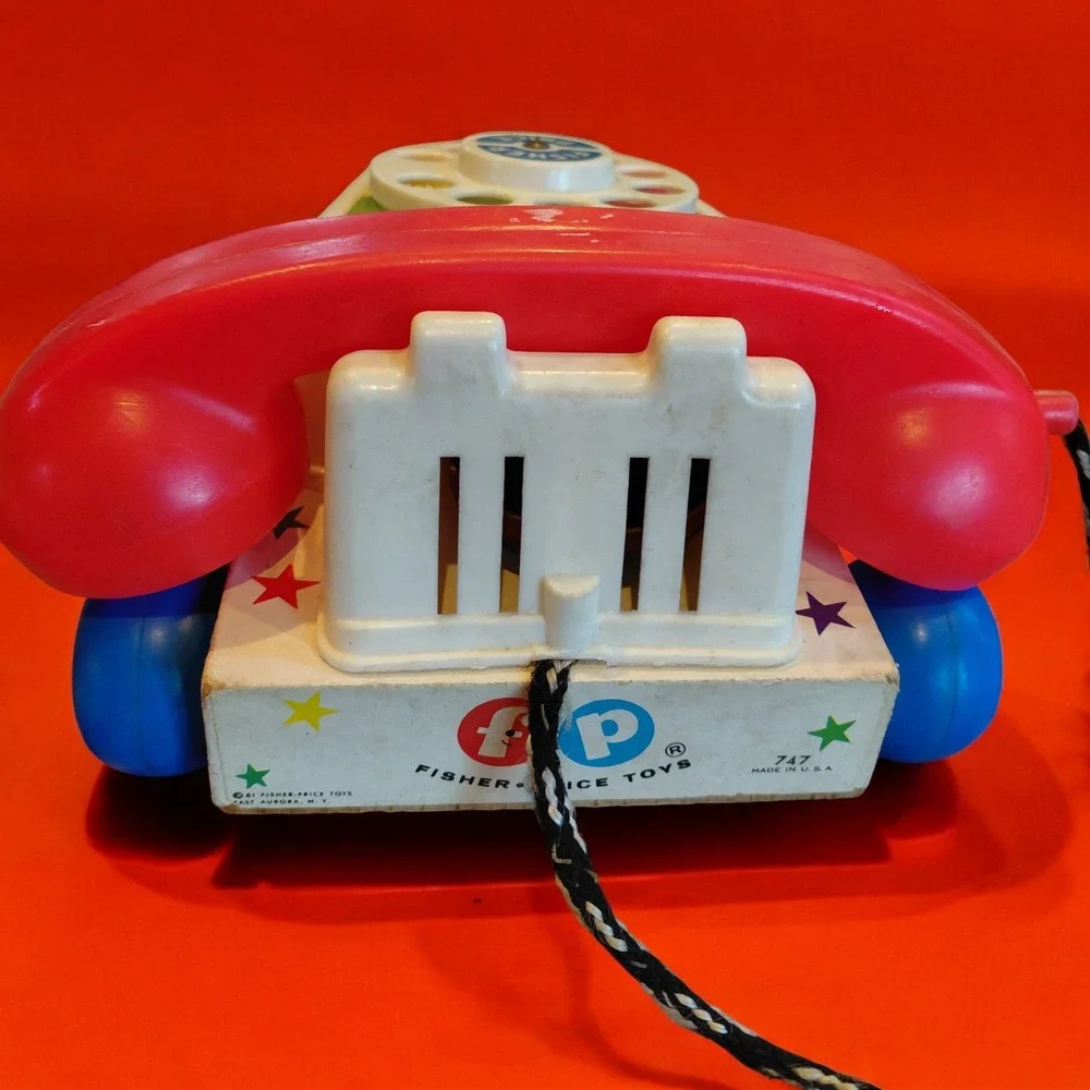 Vintage Fisher Price Chatter Telephone Pull Toy‎ Classic Rainbow Kids Play Toy